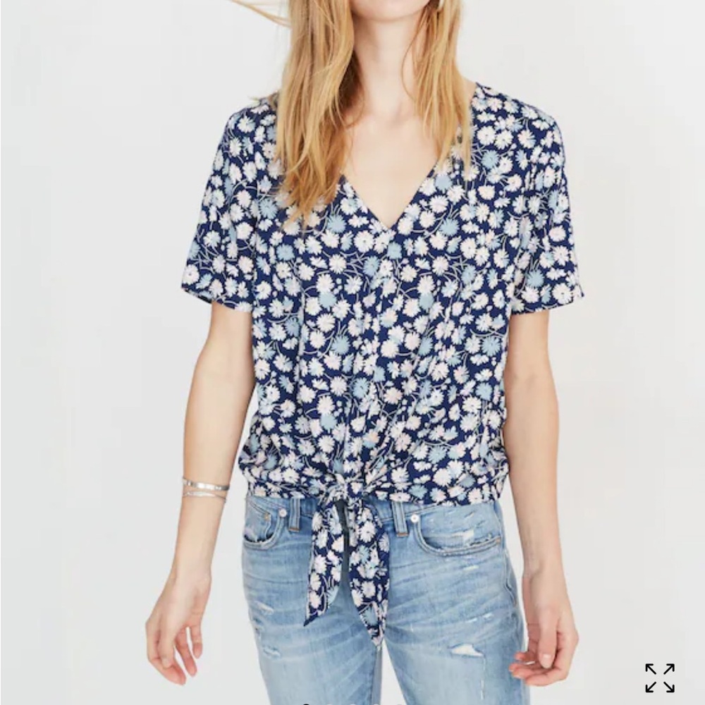 Madewell Novel Tie-Front Top in French Floral